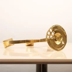 Pamono Brutalist Candleholder and Bowl in Brass, Set of 2><noscript><img width=