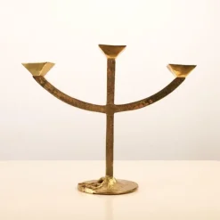 Pamono Brutalist Candleholder and Bowl in Brass, Set of 2><noscript><img width=