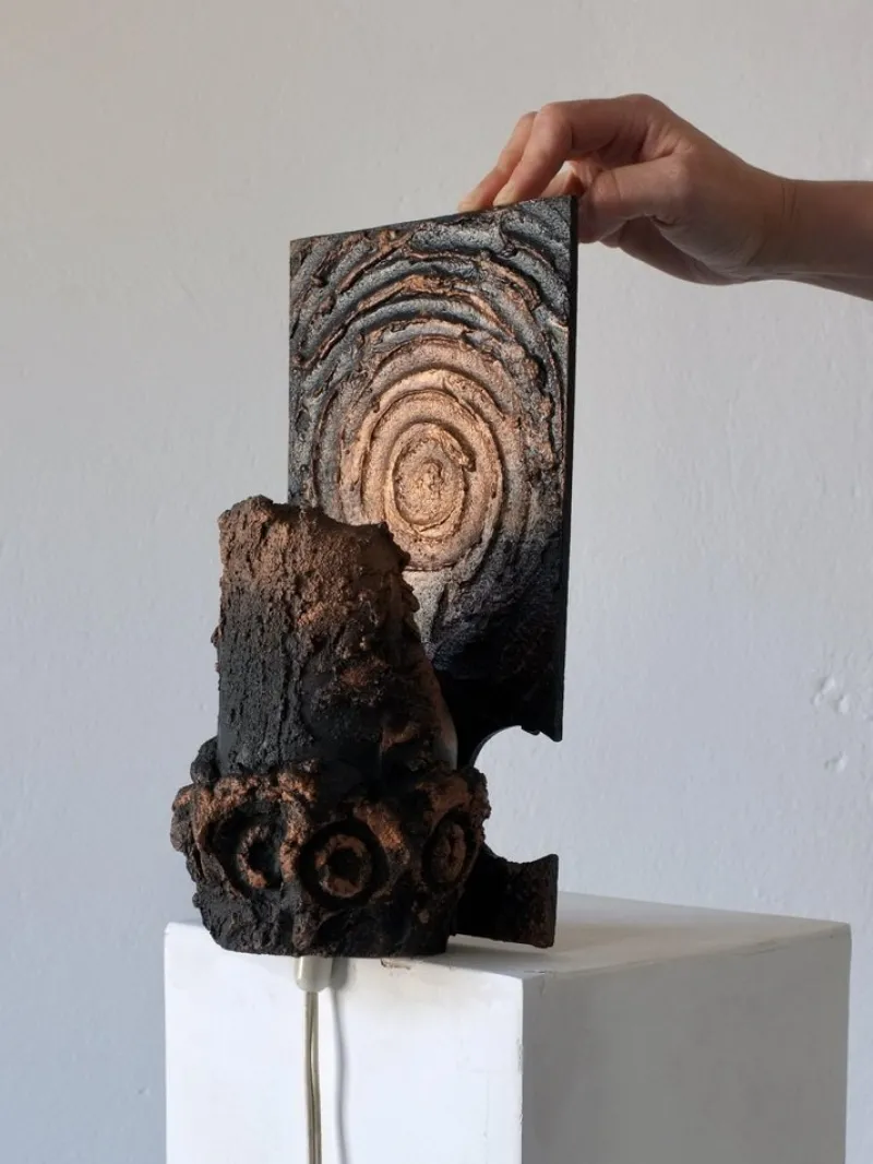Pamono Brutalist Ceramic Wall Sconce by Jouko Kytömaa, 1970s> Wall Lights & Sconces