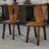 Pamono Brutalist Chairs in Elm from Aranjou, 1960s, Set of 2> Side Chairs & Dining Chairs