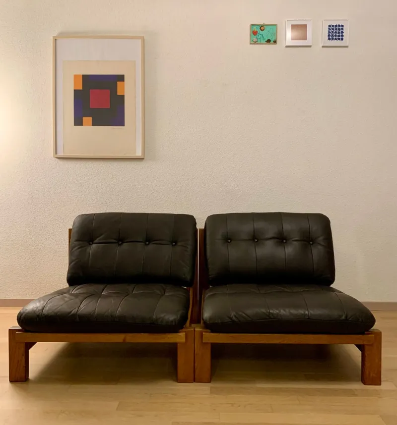 Pamono Brutalist Chairs in the style of Pierre Chapo, 1970s, Set of 2> Couches & Sofas