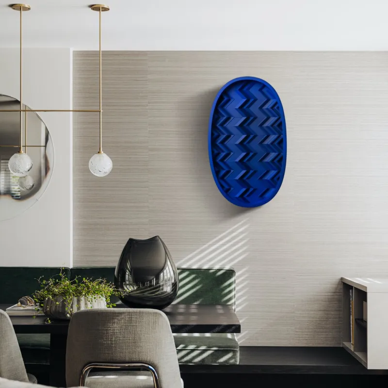 Pamono Brutalist Cobalt Blue Wood Wall Art Installation by Studio DeSimoneWayland> Wall Decor