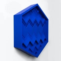 Outlet Pamono Brutalist Cobalt Blue Wood Wall Art Installation by Studio DeSimoneWayland