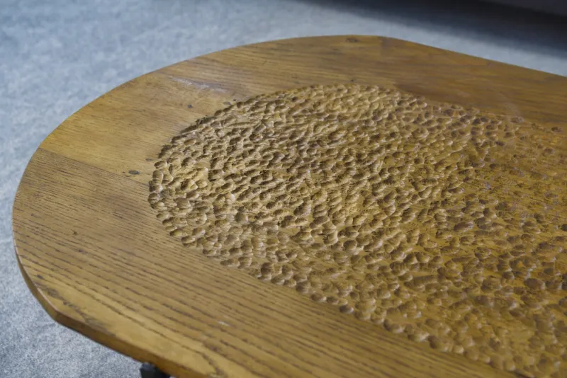 Best Pamono Brutalist Coffee Table in Oak and Wrought Iron, 1950s