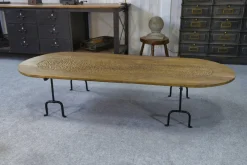 Best Pamono Brutalist Coffee Table in Oak and Wrought Iron, 1950s