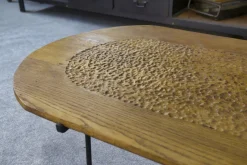 Best Pamono Brutalist Coffee Table in Oak and Wrought Iron, 1950s