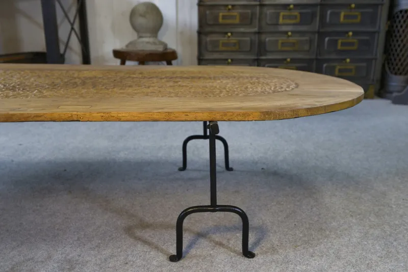 Best Pamono Brutalist Coffee Table in Oak and Wrought Iron, 1950s