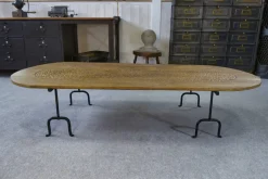 Best Pamono Brutalist Coffee Table in Oak and Wrought Iron, 1950s