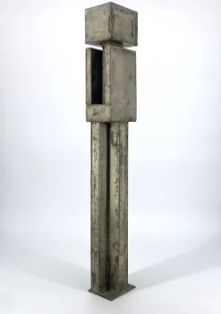 Pamono Brutalist Column Sculpture, 1960s, Sheet Steel> Sculpture