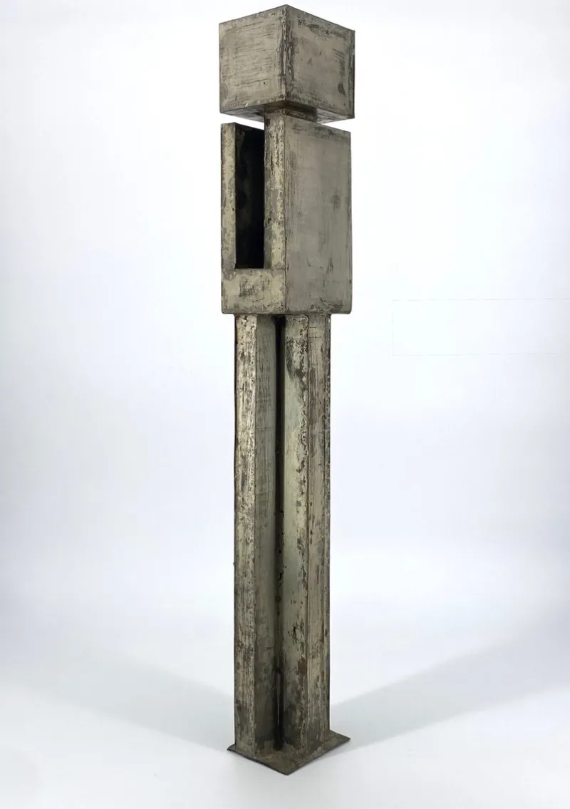 Pamono Brutalist Column Sculpture, 1960s, Sheet Steel> Sculpture