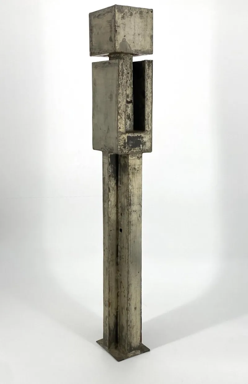Pamono Brutalist Column Sculpture, 1960s, Sheet Steel> Sculpture