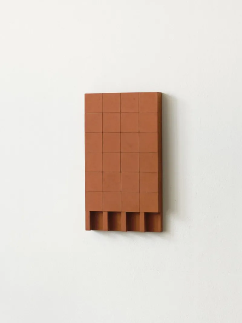 Pamono Brutalist Concrete Wall Art in Burnt Orange by Tom's Factory> Minimalist|Mid-Century