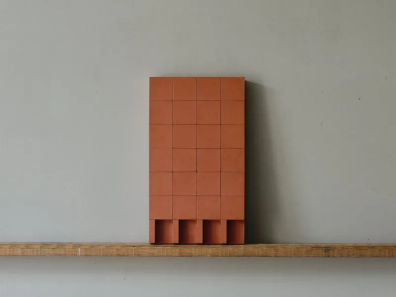 Pamono Brutalist Concrete Wall Art in Burnt Orange by Tom's Factory> Minimalist|Mid-Century