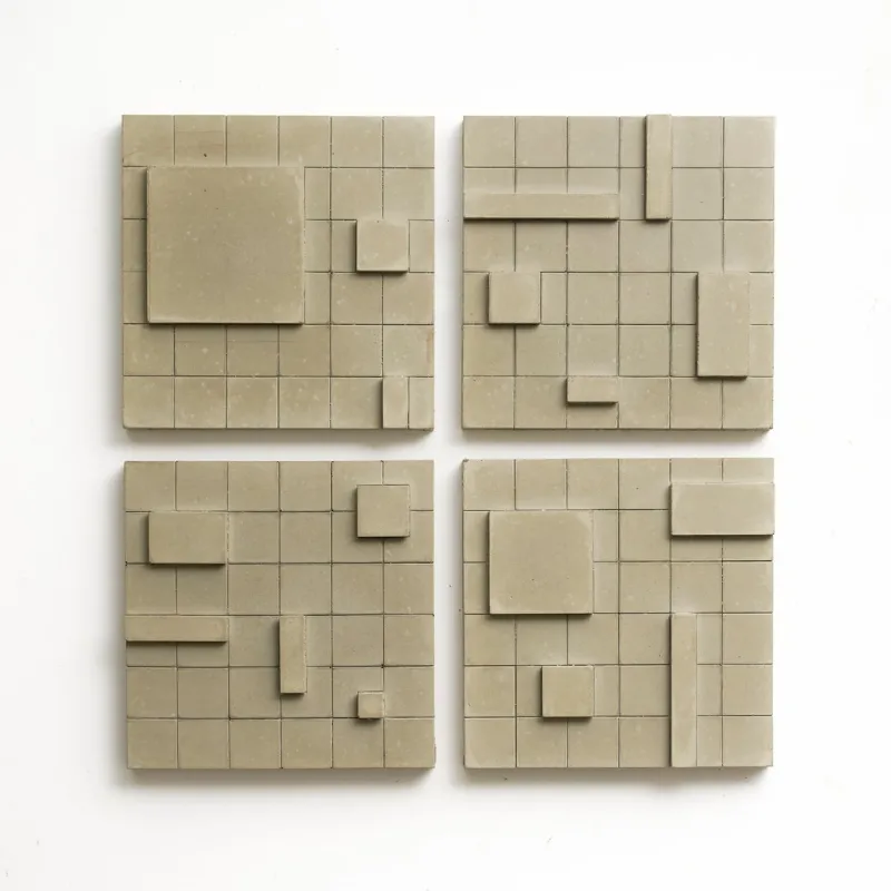 Pamono Brutalist Concrete Wall Art in Warm Grey by Toms Factory, Set of 4> Wall Decor