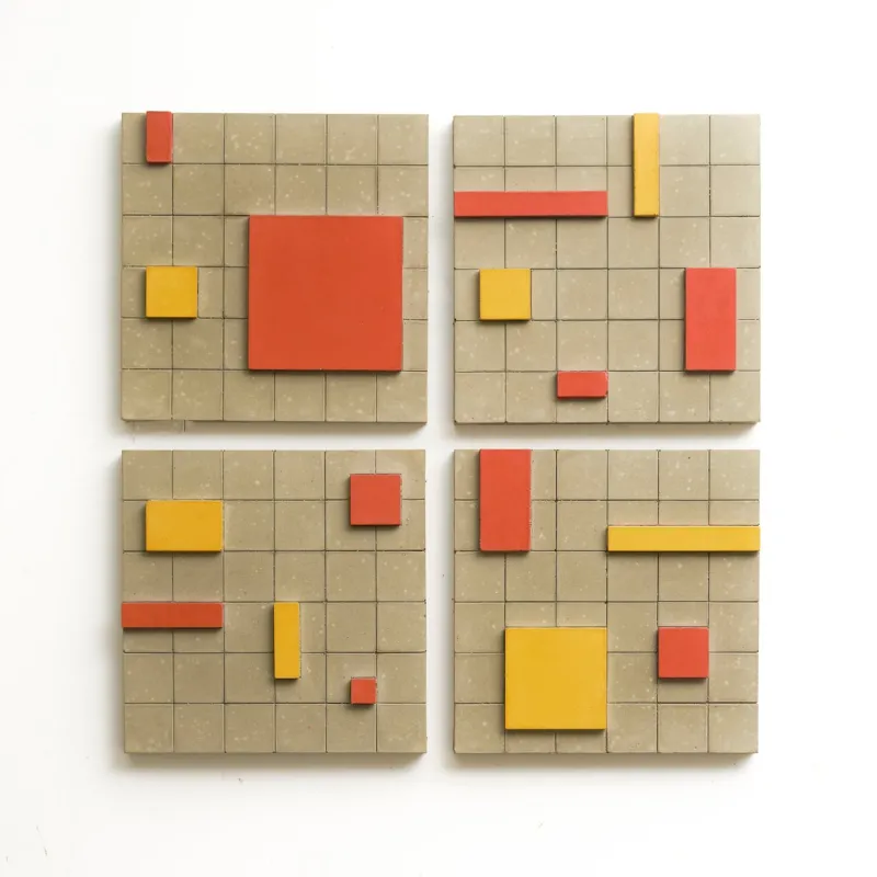 Clearance Pamono Brutalist Concrete Wall Art in Warm Grey by Toms Factory, Set of 4