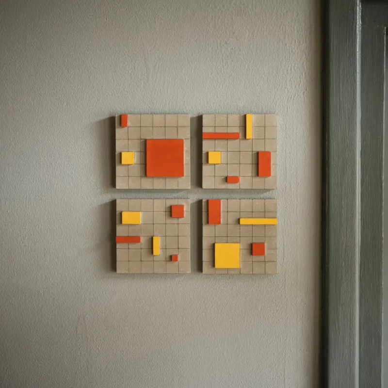 Clearance Pamono Brutalist Concrete Wall Art in Warm Grey by Toms Factory, Set of 4