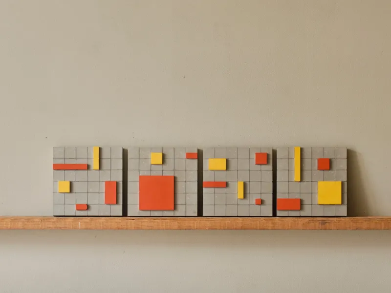Clearance Pamono Brutalist Concrete Wall Art in Warm Grey by Toms Factory, Set of 4