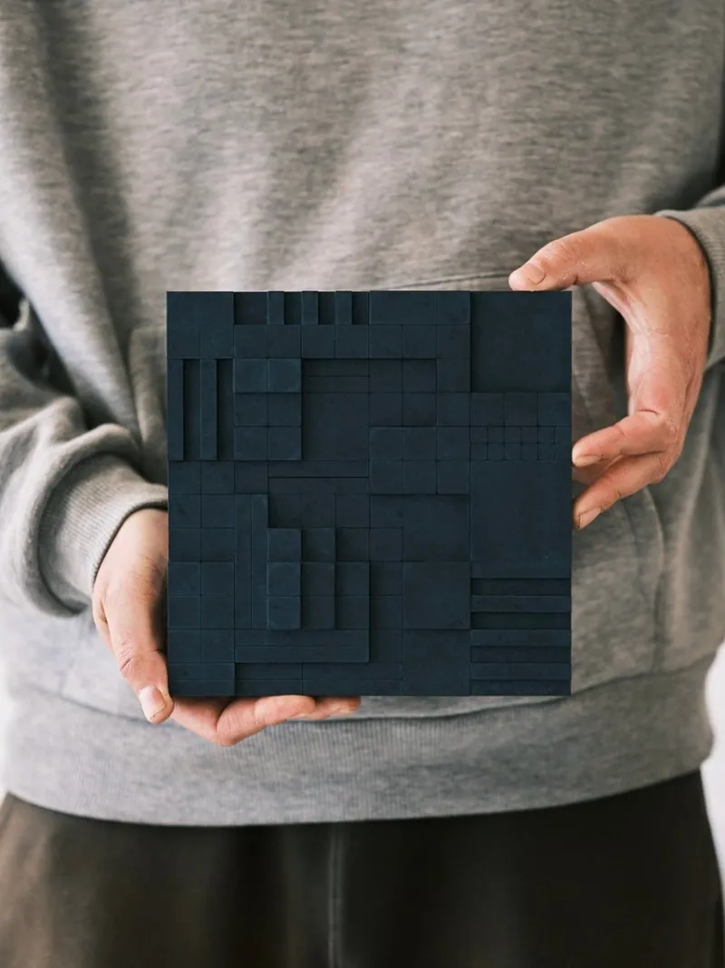 Pamono Brutalist Concrete Wall Art in Navy Blue by Toms Factory> Wall Decor