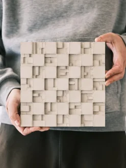 Pamono Brutalist Concrete Wall Art in White by Toms Factory