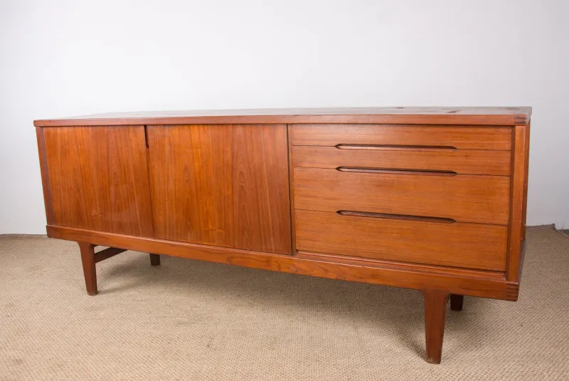 Hot Pamono Brutalist Danish Teak Sideboard by Henning Kjærnulf for Vejle Stole, 1960s
