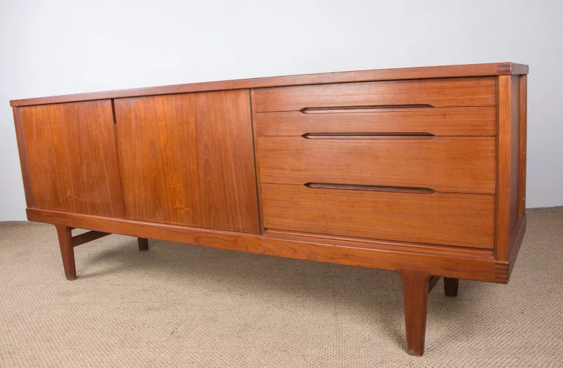 Hot Pamono Brutalist Danish Teak Sideboard by Henning Kjærnulf for Vejle Stole, 1960s