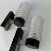Pamono Brutalist Ice Glass Wall Lamps, 1970s, Set of 2> Wall Lights & Sconces
