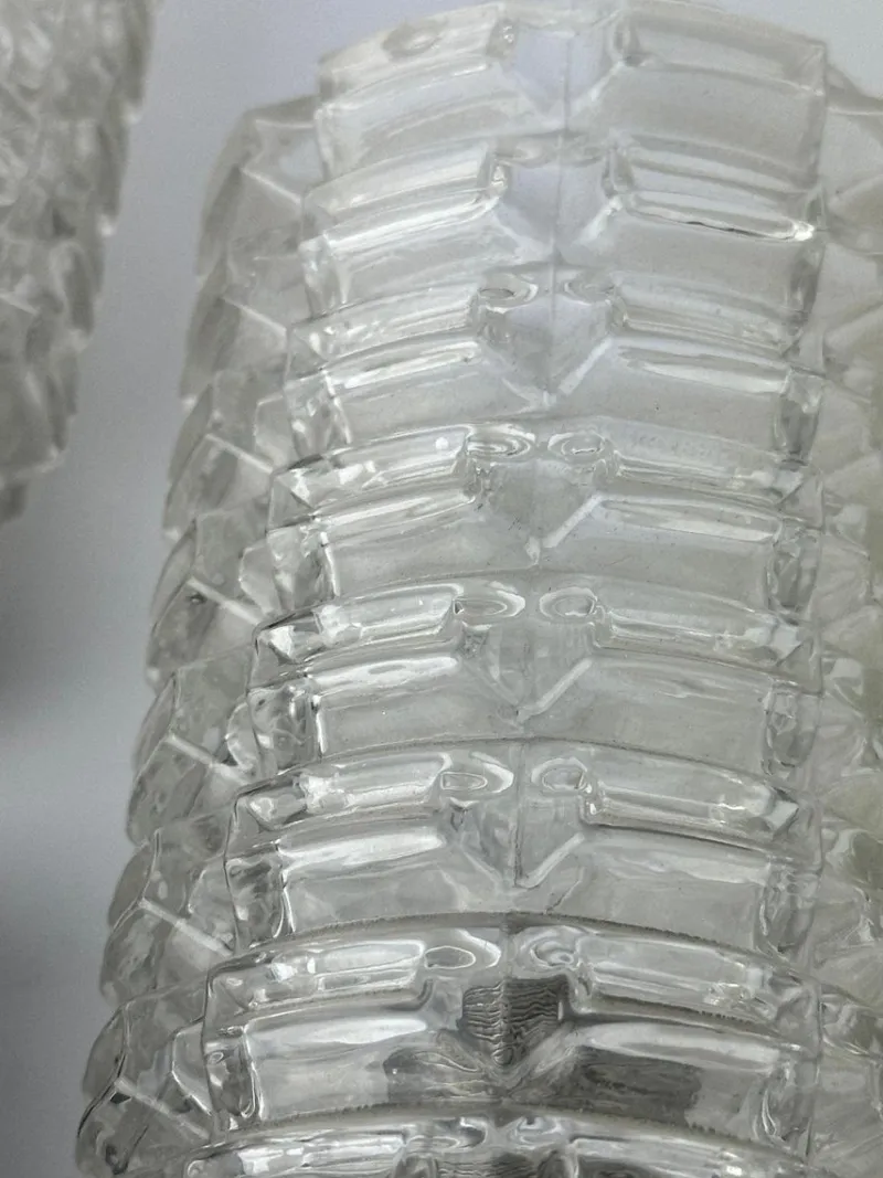 Pamono Brutalist Ice Glass Wall Lamps, 1970s, Set of 2> Wall Lights & Sconces