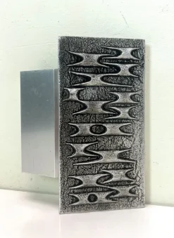 New Pamono Brutalist Metal Door Handle with Relief Pattern, 1970s