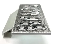 New Pamono Brutalist Metal Door Handle with Relief Pattern, 1970s