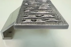 New Pamono Brutalist Metal Door Handle with Relief Pattern, 1970s