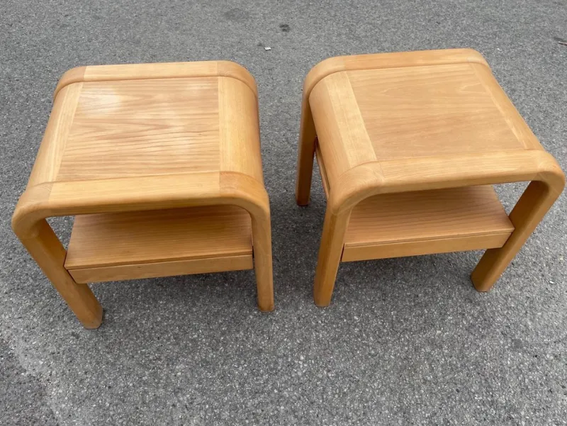 Pamono Brutalist Nightstands by Villy Nørgaard, 1993, Set of 2> Nightstands