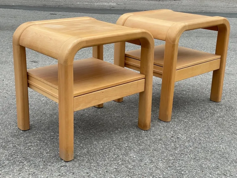 Pamono Brutalist Nightstands by Villy Nørgaard, 1993, Set of 2> Nightstands