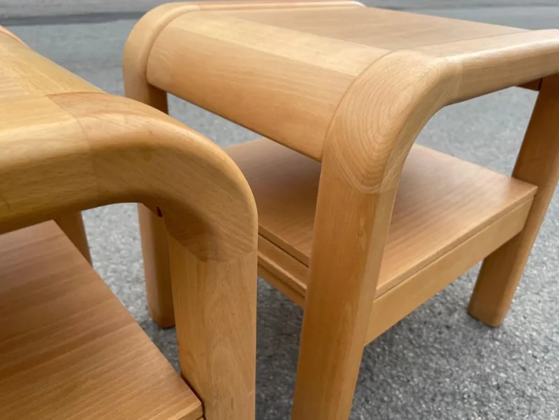 Pamono Brutalist Nightstands by Villy Nørgaard, 1993, Set of 2> Nightstands