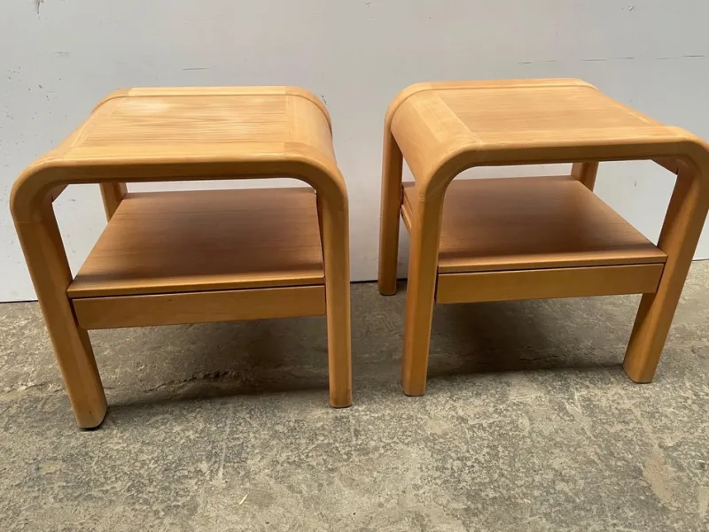 Pamono Brutalist Nightstands by Villy Nørgaard, 1993, Set of 2> Nightstands