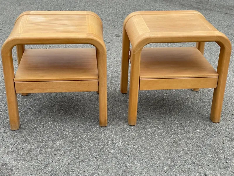 Pamono Brutalist Nightstands by Villy Nørgaard, 1993, Set of 2> Nightstands
