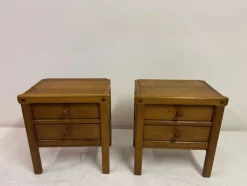 Pamono Brutalist Oak Bedside Tables, 1960s, Set of 2><noscript><img width=