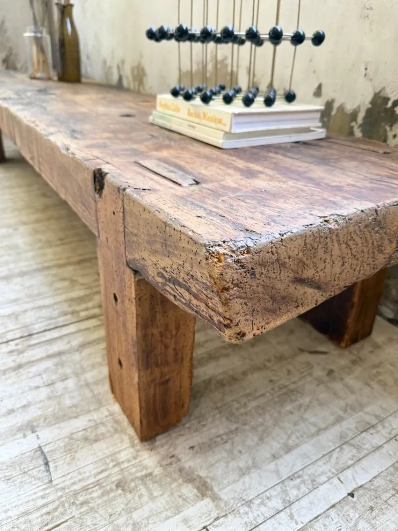 Pamono Brutalist Oak Coffee Table Bench, 1950s> Coffee & Side Tables