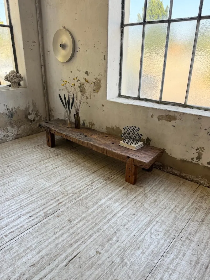 Pamono Brutalist Oak Coffee Table Bench, 1950s> Coffee & Side Tables