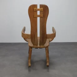 Sale Pamono Brutalist Rocking Chair in Oak attributed to De Puydt, 1970s
