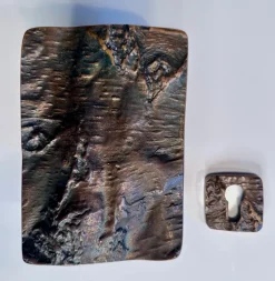 Online Pamono Brutalist Sculptural Door Handle and Key Plate in Tree Bark Textured Bronze, West Germany, 1970s, Set of 2