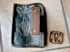 Online Pamono Brutalist Sculptural Door Handle and Key Plate in Tree Bark Textured Bronze, West Germany, 1970s, Set of 2