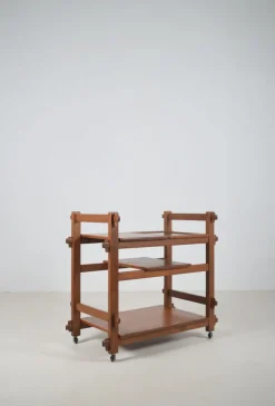Pamono Brutalist Serving Trolley with Interchangeable Trays, 1970s> Serving Bar Carts & Trolleys