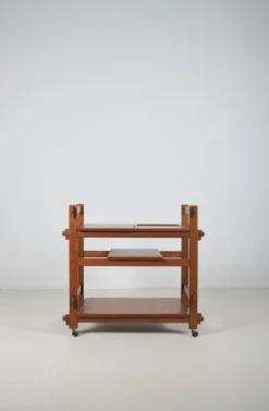 Pamono Brutalist Serving Trolley with Interchangeable Trays, 1970s> Serving Bar Carts & Trolleys