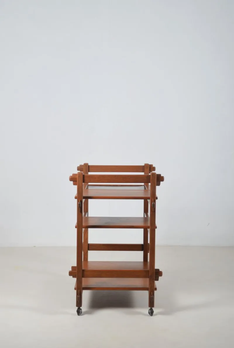 Pamono Brutalist Serving Trolley with Interchangeable Trays, 1970s> Serving Bar Carts & Trolleys