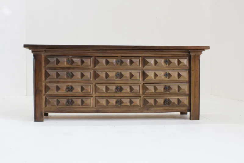 Sale Pamono Brutalist Spanish Carved Sideboard Chest of Drawers, 1960s