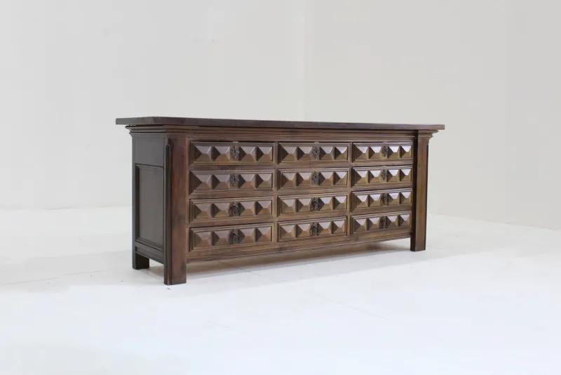 Sale Pamono Brutalist Spanish Carved Sideboard Chest of Drawers, 1960s