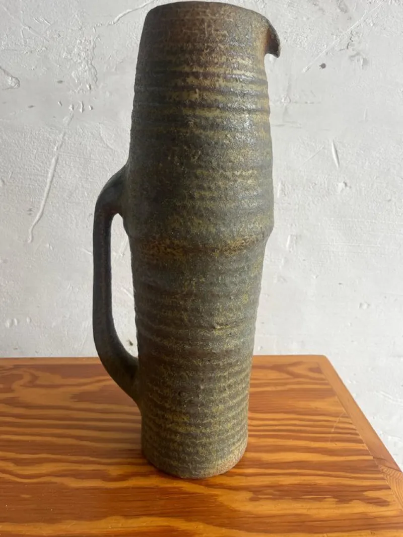 Pamono Brutalist Studio Pottery Pitcher by Ostend Ceramicist, 1960s> Bottles, Carafes & Jugs