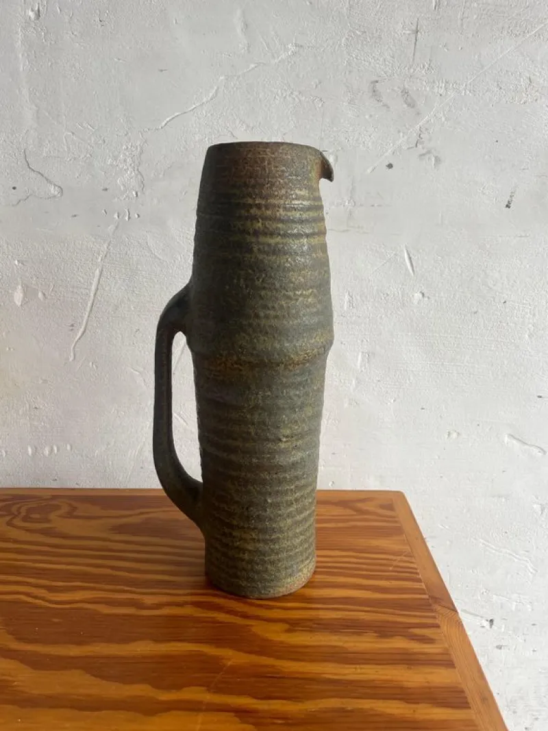 Pamono Brutalist Studio Pottery Pitcher by Ostend Ceramicist, 1960s> Bottles, Carafes & Jugs
