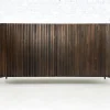 Pamono Brutalist Style Rounded Sideboard in Wood and Black Marble Top from Henri Paris