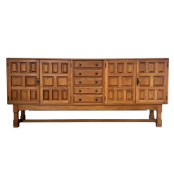 Sale Pamono Brutalist Style Spanish Sideboard in Oak, 1970s